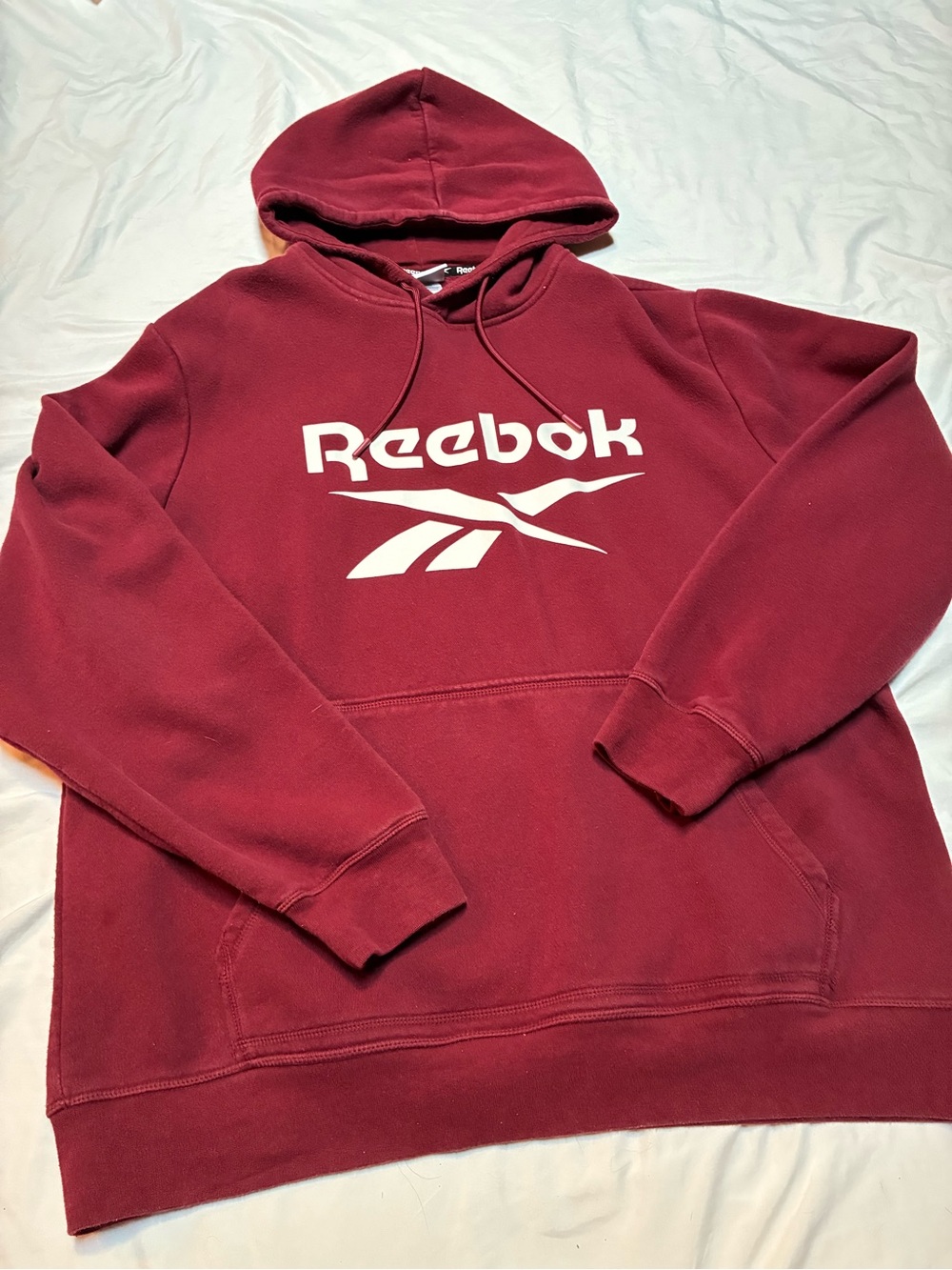 Reebok Men's Burgundy Maroon Pullover Hoodie Size XL - Picture 2 of 12